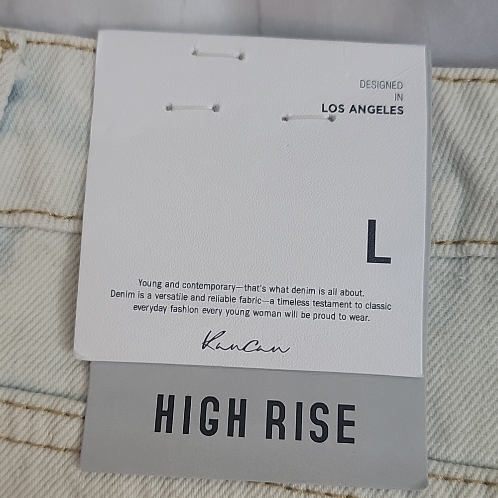 KanCan Diatressed High Rise Bleached Light Color Shorts Rolled Hem size Large - Picture 6 of 6